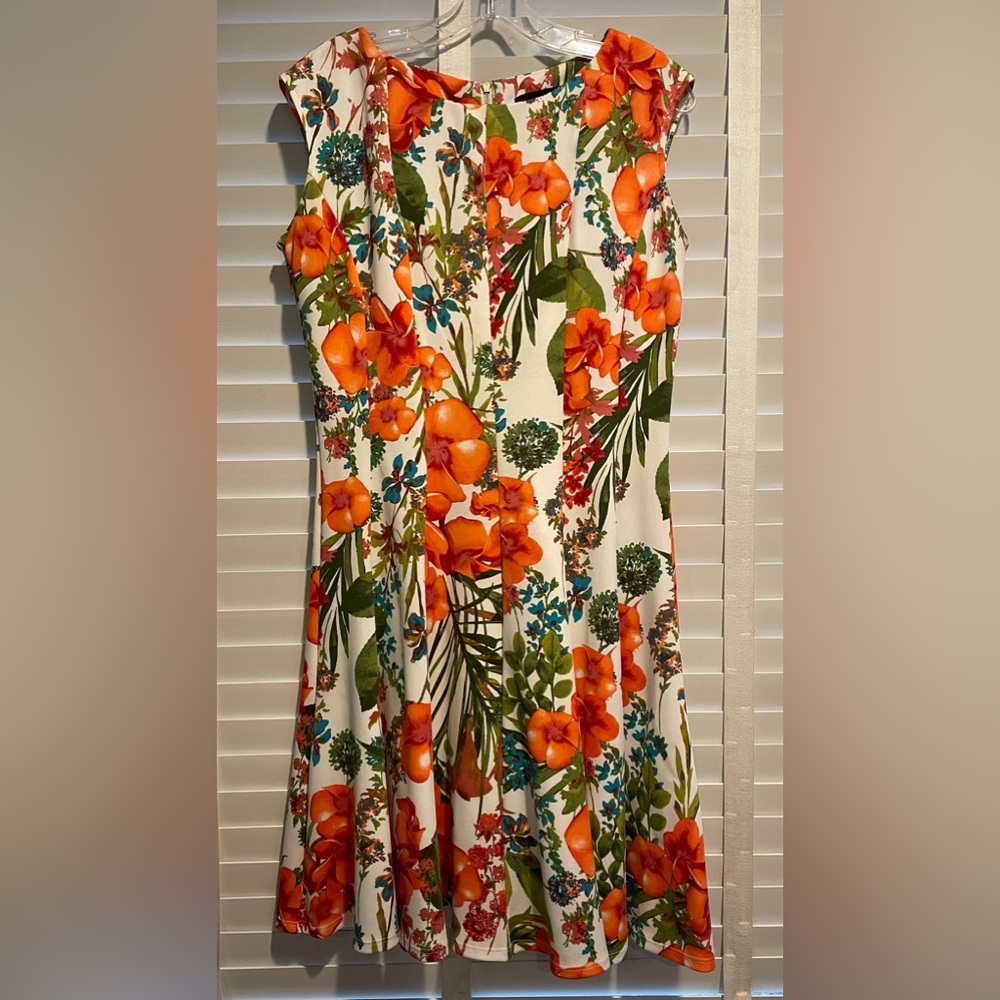 Zarr Collection Floral Fit and Flare Dress, Size 10